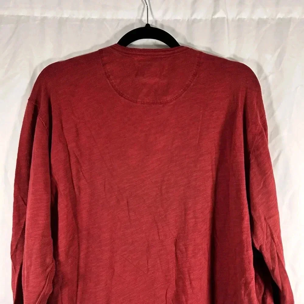 Lucky Brand Sweater Men's XL Burgundy Crew Neck Long Sleeve 100% Cotton